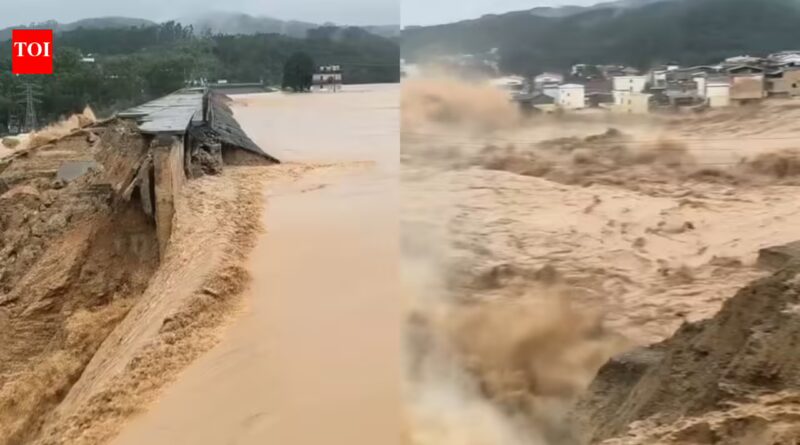 Typhoon Maysak: Watch: Typhoon Maysak breaks dam wall in China, kills 2 and forces thousands to evacuate | World News