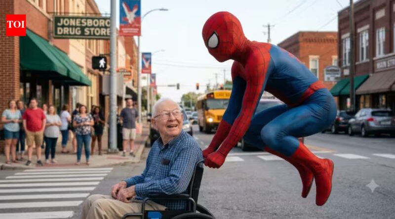 Spider-Man Helps Wheelchair Man Cross The Road: “I got you”: Spider-Man springs into action to help wheelchair-bound man cross a busy Jonesboro intersection