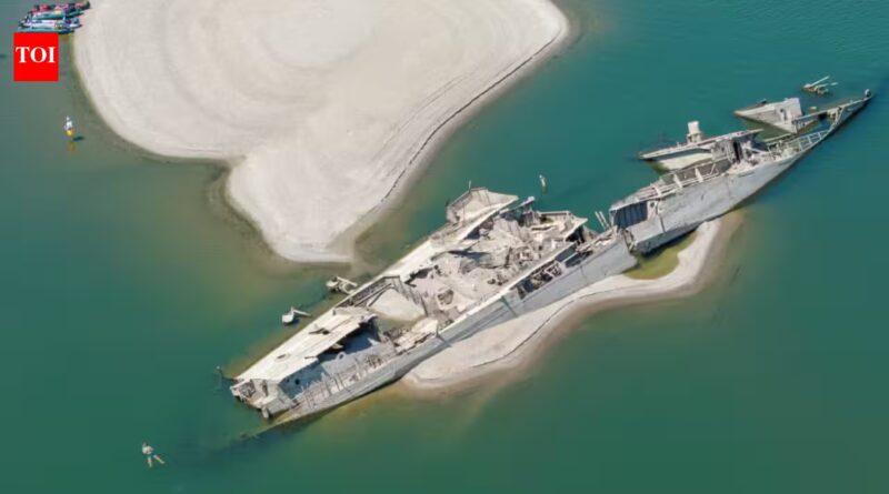 Sunken German warship from WWII resurfaces due to low river levels in Serbia