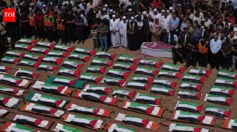 Gaza mass funeral for 112 Palestinians, including dozens of children, recovered from 2023 strike