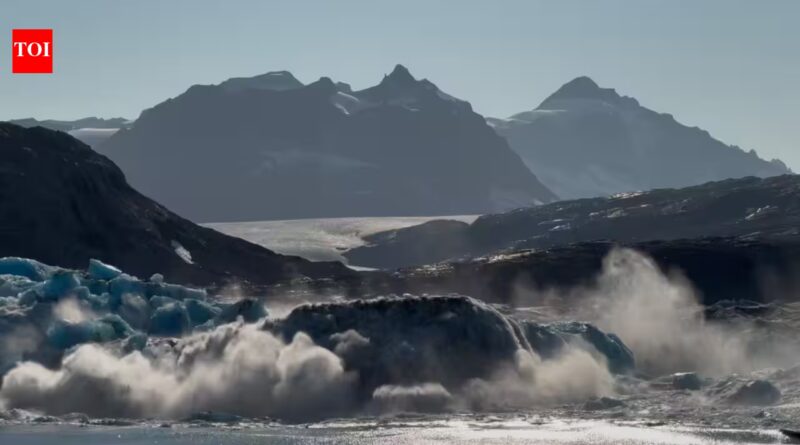 Scientists aboard RRS Sir David Attenborough watched a 1km-wide, 100m-thick section of Greenland’s Sorgenfri glacier break away, weighing an estimated 18 million tonnes