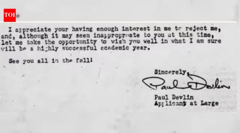 In 1981, Harvard rejected Paul Devlin; he spotted a grammatical error, rejected the rejection and had his response published in The New York Times